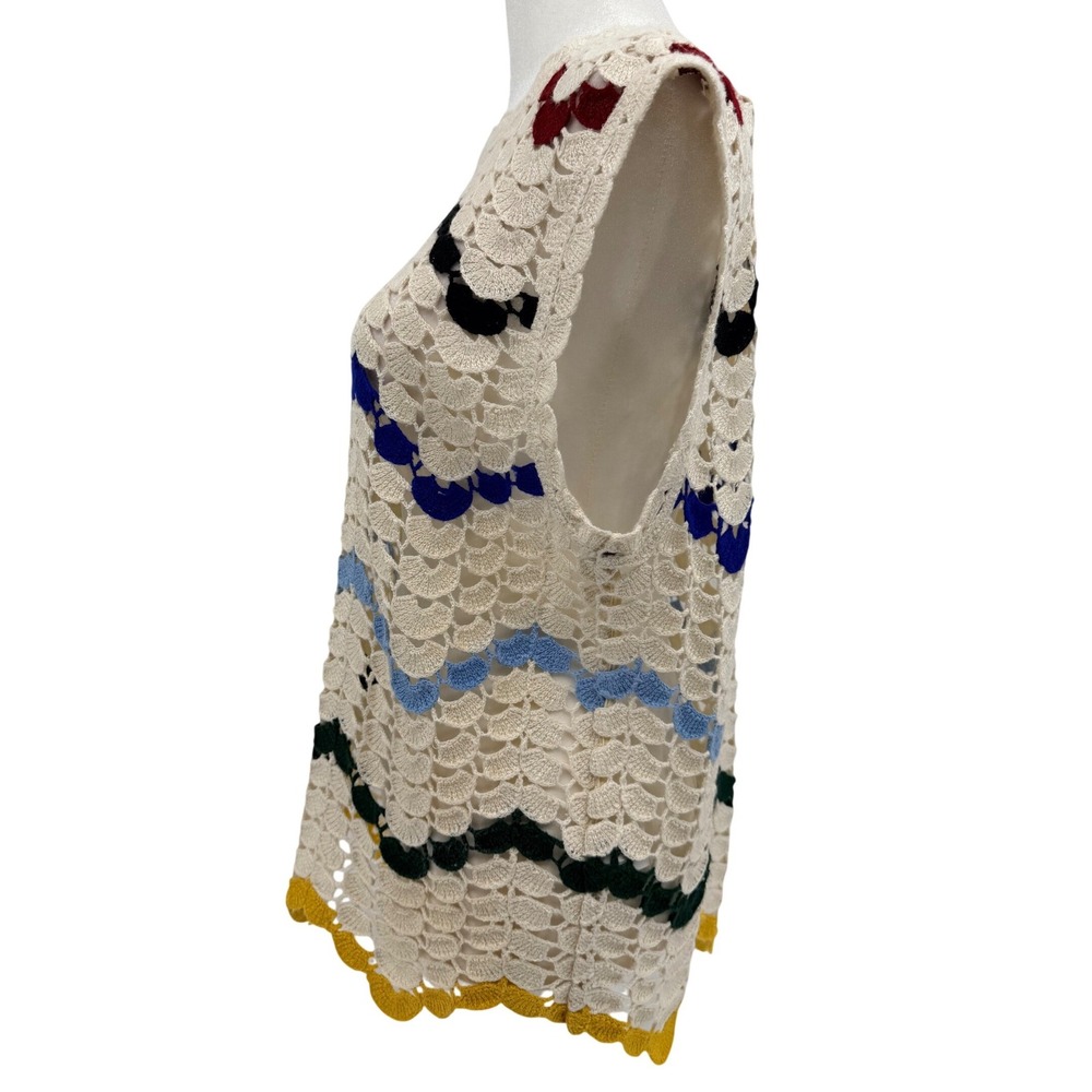 NWT Chelsea & Violet Electra Chevron Crochet Sleeveless Top Large Ivory Boho - Picture 6 of 10